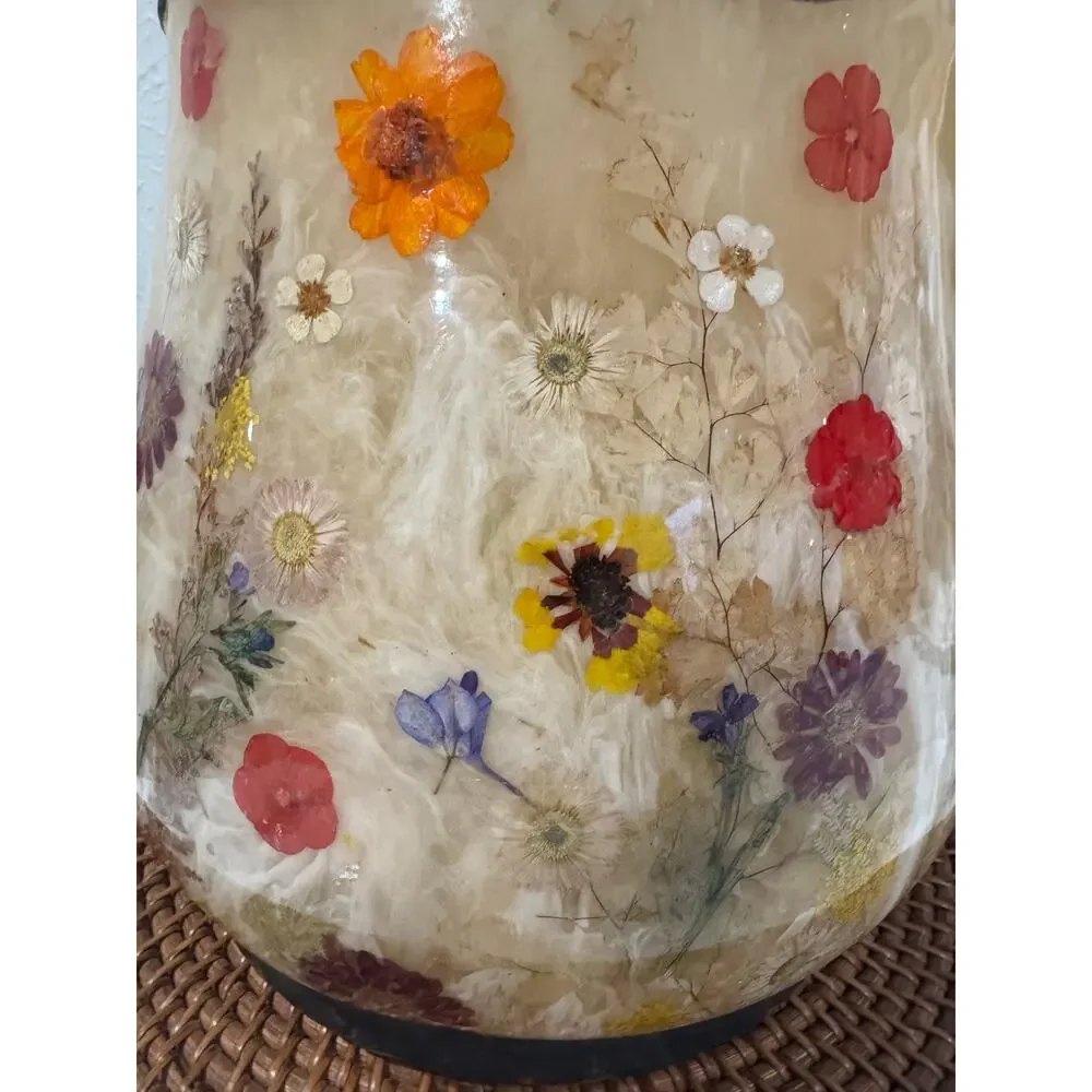 India Ink Fresh Fields Pressed Flowers Wastebasket